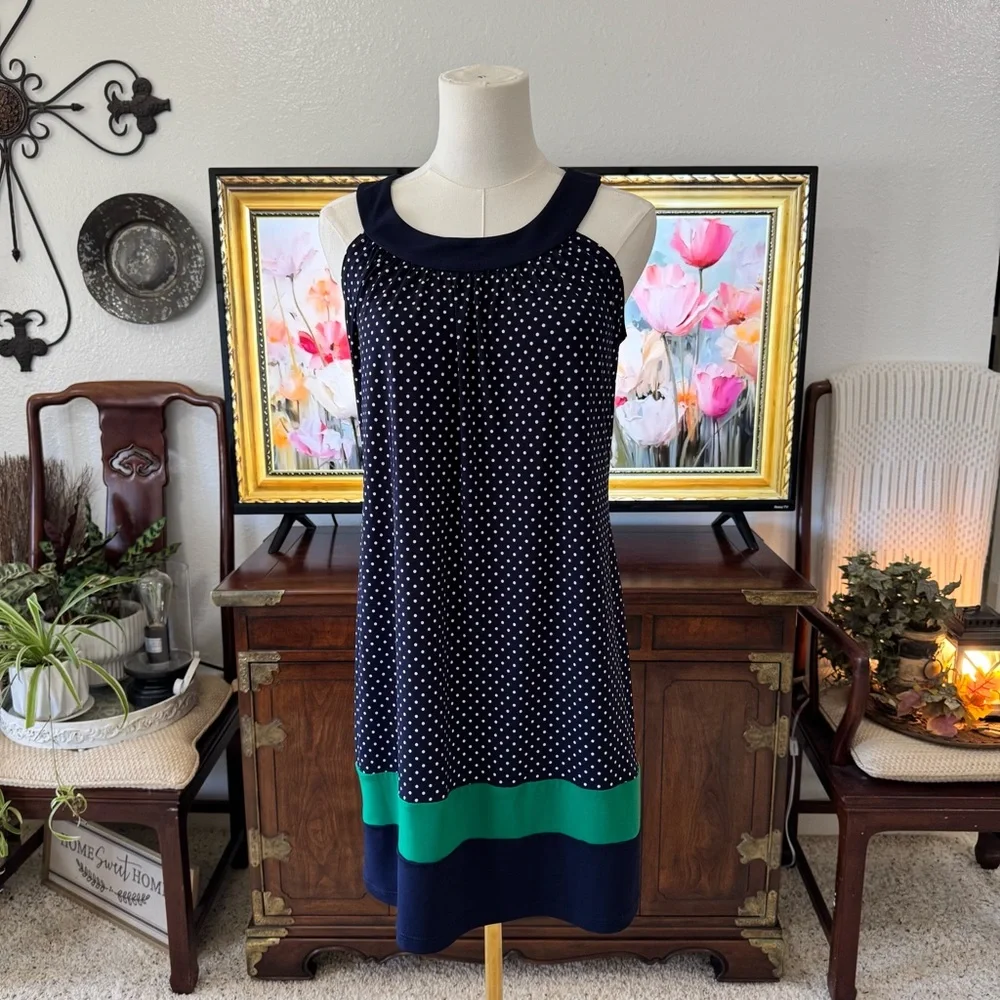 Sweet Storm Sleeveless Blue White Green Dress Juniors Large Excellent Condition - Picture 2 of 9
